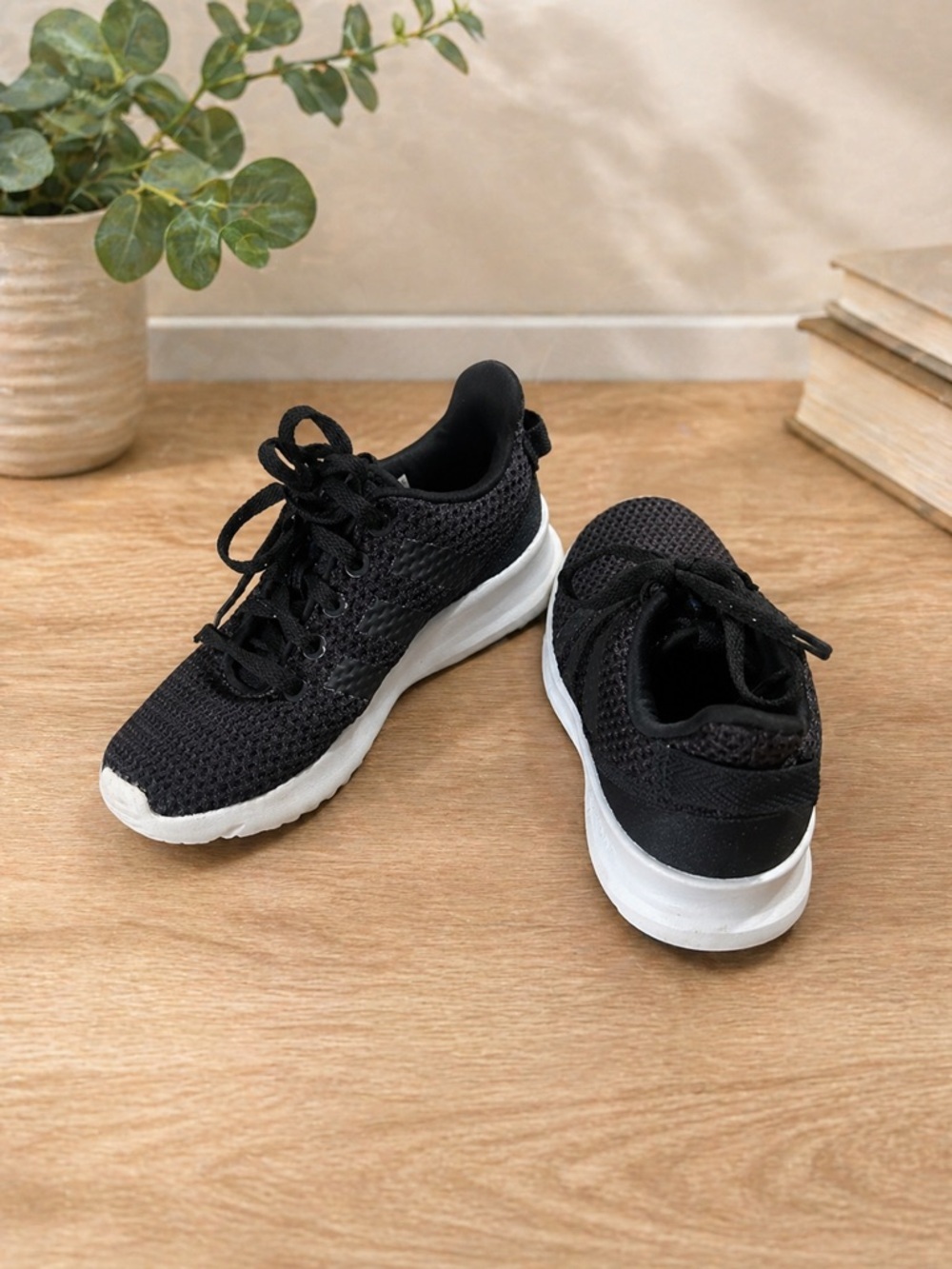 adidas Kids Black and White Knit Sneakers